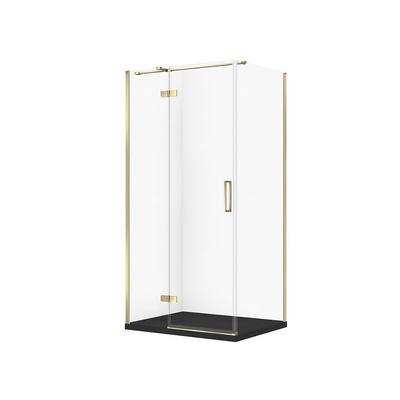 SET C567 KABINA CITY LEWA ZŁOTA 100X80X195+TAKO SLIM CZARNY MAT WIR