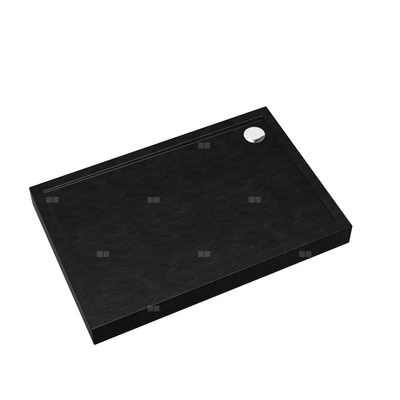 Brodzik akrylowy zintegrowany z nośnikiem Stabilsound Plus® oraz obudową akrylową przeciągniętą do podłogi Competia New Black Stone 90x100x12 cm, prostokątny