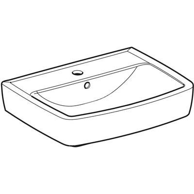 Umywalka Koło Rekord, kształt geometryczny: 55x42cm, Otwór na baterię=Na środku, Przelew=Widoczny, Biały