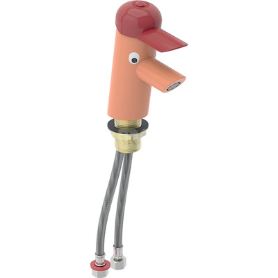 Bateria umywalkowa Geberit Bambini, mieszacz jednouchwytowy: Mieszacz=Z mieszaczem, Osłona: czerwona, Korpus: pomarańczowy