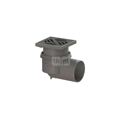 Wpust KESSEL z 1 przyłączem DN 100, odpływ poziomy, kratka 138x138mm tworzywo sztuczne