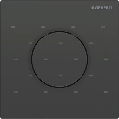 Przycisk uruchamiający Geberit typ 10 do zaworu spłukującego do pisuarów z pneumatycznym uruchamianiem spłukiwania, płyta i przycisk: czarne, pierścień ozdobny: czarny mat