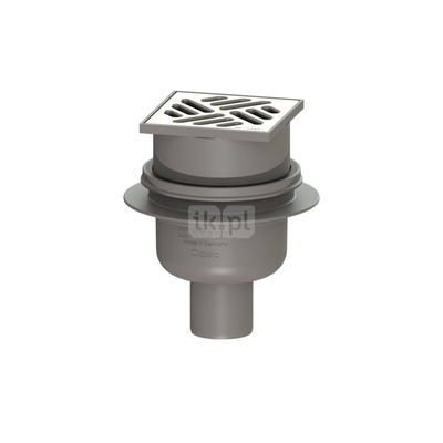 Wpust KESSEL Classic z 1 przyłączem DN 50, odpływ pionowy (zdejmowany), kratka 100x100mm stal nierdzewna