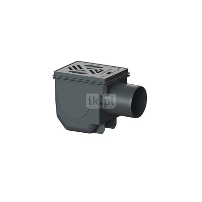 Wpust KESSEL z 1 przyłączem DN 100, odpływ poziomy (zdejmowany), kratka 150x190mm tworzywo sztuczne