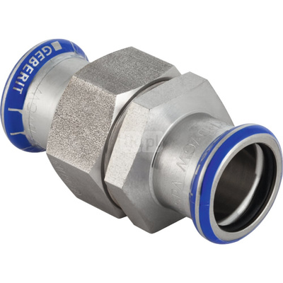 Śrubunek hydrauliczny GEBERIT Mapress Edelstahl z nakrętką ze stali CrNi stal nierdzewna mz 22 mm z pierścieniem zacinającym