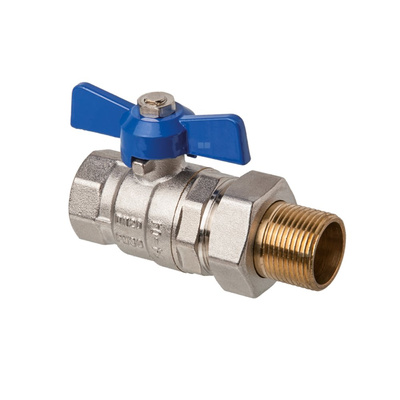 Zawór kulowy ze śrubunkiem typ ciężki Invena PROV z pokrętłem motylkowym, GW/GZ