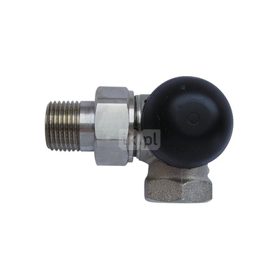 Zawór grzejnikowy termostatyczny HERZ TS-90-V 3-osiowy cd z nastawą wstępną, połączenie 1/2'' (niklowanie) czarny