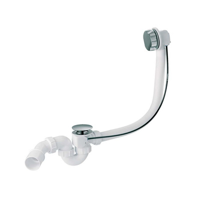 Zestaw odpływowo-przelewowy wannowy z odejściem 40/50mm,z mechanizmem autom.1000mm pokrętło ABS BIAŁY