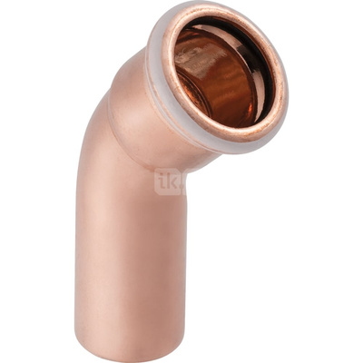 Kolano 45' GEBERIT Mapress Kupfer jednokielichowe, Cu, 12 mm, DN 10 x 12 mm x DN 10 (mufa zaprasowywana x końcówka wsuwana) z uszczelką