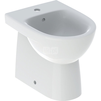 Geberit Selnova Compact Bidet stojący przylegający do ściany, B35.5cm, H40cm, T48cm, krótki, częściowo ukryte mocowania, z przelewem, z otworem na baterię