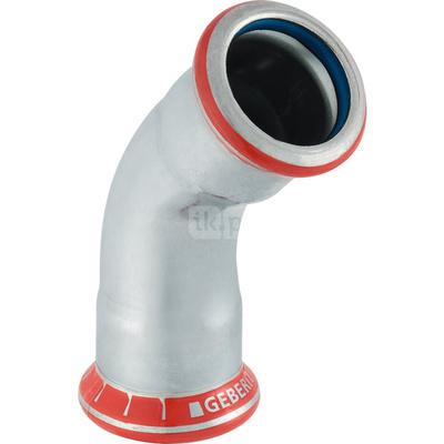 Kolano 45' GEBERIT Mapress C-Stahl FKM, stal (ocynk galwaniczny/elektrolityczny) (ocynk), 108 mm, DN 100 x 108 mm x DN 100 (mufa zaprasowywana x mufa zaprasowywana), (głębokość: 68 mm) z uszczelką