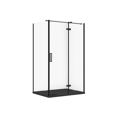 SET C582 KABINA CITY PRAWA CZARNA 120X90X195+TAKO SLIM CZARNY MAT WIR