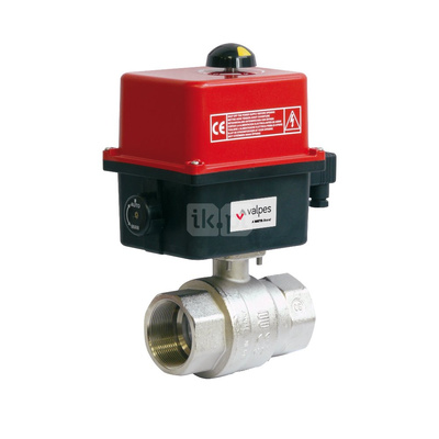 Zawór odcinający kulowy mosiężny gwintowany typ 213 z napędem elektrycznym 230V AC, Pnom=1.6MPa, Tmax=120C 2 1/2"