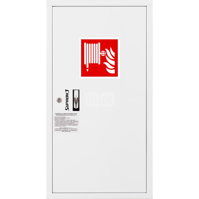 Hydrant DN 33 zawieszany boczny, wąż 30 m, ocynk fasada, zamek patent, RAL 9003 prawy