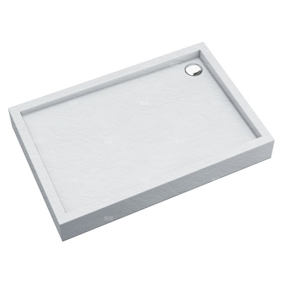 Brodzik akrylowy zintegrowany z nośnikiem Stabilsound Plus® oraz obudową akrylową przeciągniętą do podłogi Medium White Stone 80x100x16 cm, prostokątny