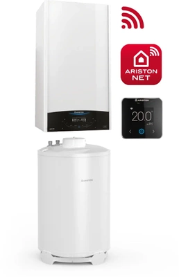 Zestaw ONE TOP 24 NET kocioł gazowy Ariston GENUS ONE SYSTEM 24 jednofunkcyjny 24kW z zasobnikiem i regulatorem ZNONETOP_NET
