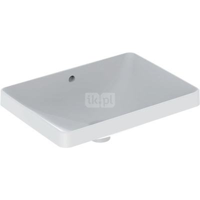 Umywalka GEBERIT Variform prostokątna, biała / KeraTect, 550mm, bez otworu na baterię, wpuszczana w blat, z odpływem przelewowym, bez półki