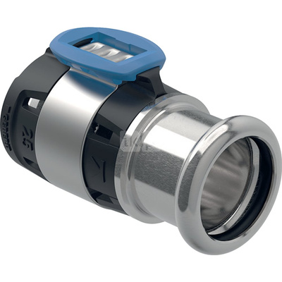 Złączka przejściowa  GEBERIT FlowFit, stal crnimo 1.4401, 20 mm x 22 mm (łącznik zaprasowywany x mufa zaprasowywana)