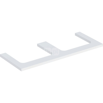 Blat pod umywalkę Geberit ONE z wycięciem, do prostokątnej umywalki nablatowej: B=119cm, Biały, Przekrój=Lewa i prawa strona, Lakierowany matowy