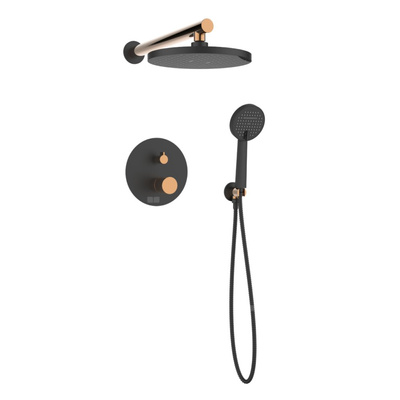 Zestaw podtynkowy z 2-funkcyjną baterią podtynkową Moonlight czarny/rose gold