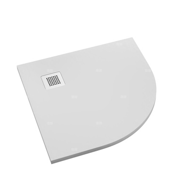 Brodzik kompozytowy Stabilsound Plus® Kalait Smooth White 90x90x3,5 cm R55, półokrągły
