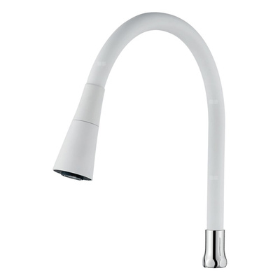 Dwufunkcyjna elastyczna wylewka do baterii, biały / chrom