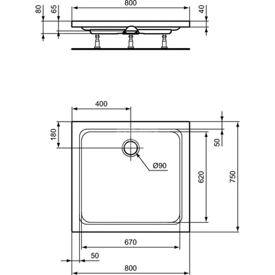 HOTLINE PROSTOKĄTNY BRODZIK 80X75