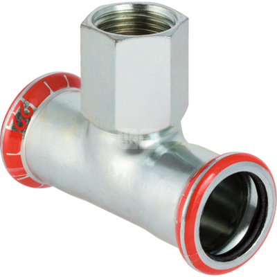 Trójnik GEBERIT Mapress C-Stahl przejściowy 90' stal (ocynk) 42 mm x 3/4'' x 42 mm (mufa zaciskowa x GW x mufa zaciskowa)
