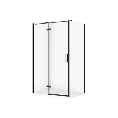 SET C579 KABINA CITY LEWA CZARNA 120X90X195+TAKO SLIM BIAŁY MAT WIR