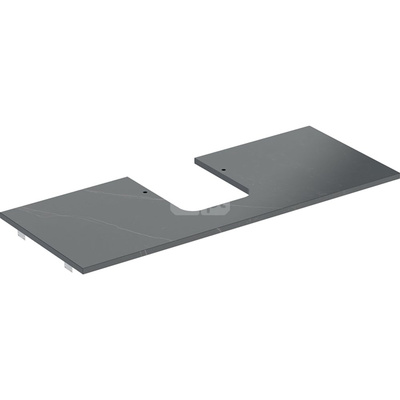 Geberit ONE Blat pod umywalkę, wycięcie na środku, do umywalki stawianej na blat w kształcie misy,B120cm, H2cm, T47cm, gres szkliwiony, czarny, imitacja marmuru