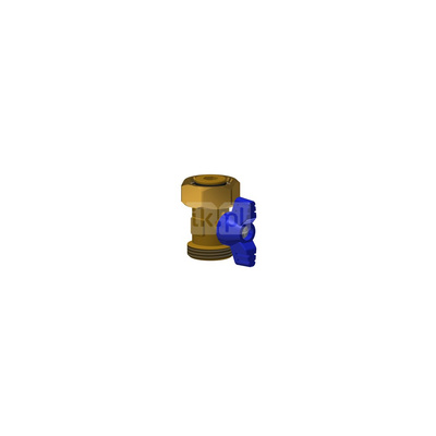 Zawór kulowy mosiężny niklowany 44mm, niebieskie pokrętło MINI KUGELHAHN GRIFF BLAU 3/4"
