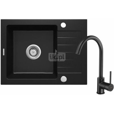 Zlew. zorba nero granit 1k z/ko 580x440x164, 3,5" + osprzęt space-saver + bateria milin z wylewką "u"