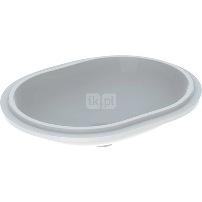 Umywalka GEBERIT Variform eliptyczna, biała / KeraTect, 625mm, bez otworu na baterię, bez odpływu przelewowego, bez półki