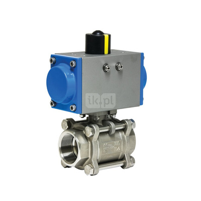 Zawór odcinający kulowy ze stali nierdzewnej, typ PKI gwintowany z napędem pneumatycznym jednostronnego działania, Pnom=5,0MPa, Tmax=180C 1"