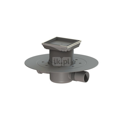 Wpust KESSEL Superflat z 1 przyłączem DN 50, odpływ poziomy (zdejmowany), kratka 110x110mm tworzywo sztuczne