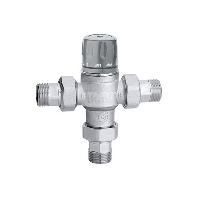 Zawór mieszający regulowany pokrętłem, z zaworami zwrotnymi i filtrami 1/2" 45÷65 st. C