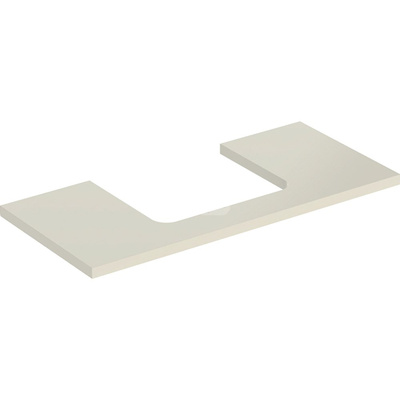 Blat pod umywalkę Geberit ONE z wycięciem, do prostokątnej umywalki nablatowej: B=104.2cm, Piaskowy szary, Przekrój=Na środku, Lakierowany na wysoki połysk