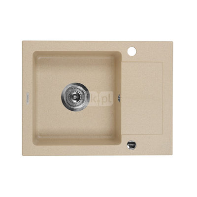 Zlew. zorba piaskowy granit 1k z/ko 580x440x164, 3,5" + osprzęt space-saver
