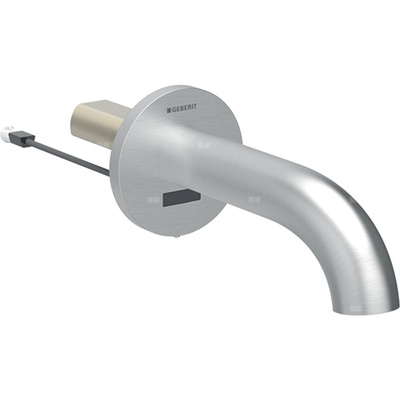 Bateria umywalkowa Geberit Piave, ścienna: Imitacja stali nierdzewnej / Szczotkowany, powlekany easy-to-clean, L=17cm