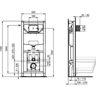 PROSYS STELAŻ WC ŚCIENNY 120 M 3H