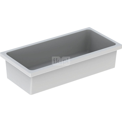 Umywalka GEBERIT Publica prostokątna, biała, 900mm, bez otworu na baterię, bez odpływu przelewowego, bez półki