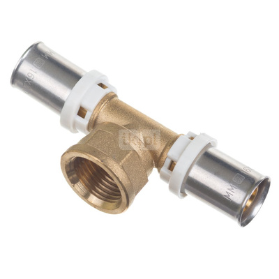 Trójnik QIK Zaprasowywany XPRT mosiądz 75 mm x 1'' x 75 mm (złącze zaprasowywane x GW x złącze zaprasowywane)