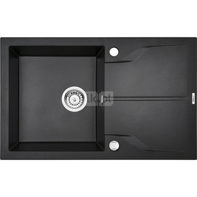 Zlew. andante grafit metalik granit 1k z/o 780x490x194, 3,5" + osprzęt space-saver nero