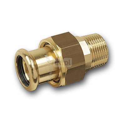 Śrubunek SANHA PURAPRESS trzyczęściowy, Cu, 42 mm x 1 1/2'' (zw x GZ)