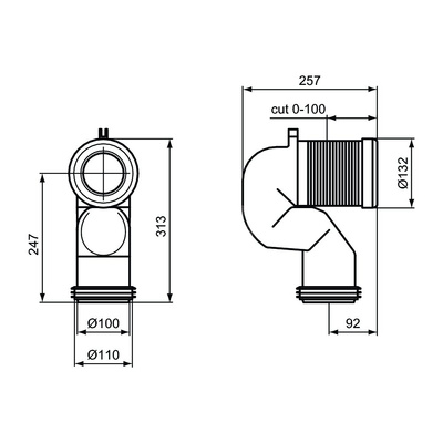 Kolano 90 st. dł. 165-250 mm