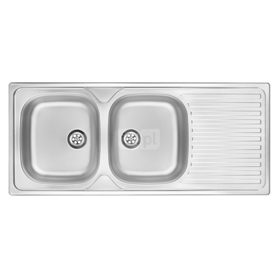 Zlew. techno satyna 2k z/o 1165x500x130, 2"+ osprzęt