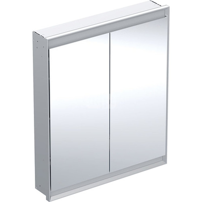 Szafka z lustrem Geberit ONE z ComfortLight i dwojgiem drzwi, montaż podtynkowy, wysokość 90 cm: B=75cm, Aluminium anodyzowane