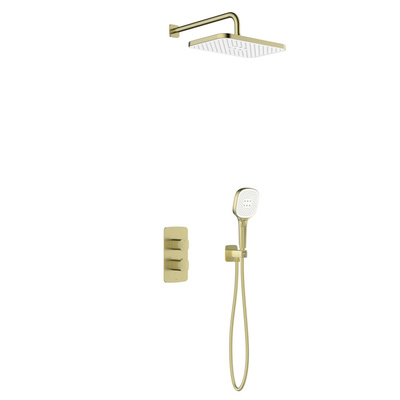 Zestaw natryskowy Malaga, termostatyczny, podtynkowy, PVD brushed light gold