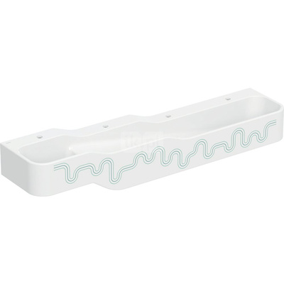 Umywalka GEBERIT Bambini 4-stanowiskowa prostokątna (rynna, elementy dekoracyjne), biała, 1800mm, otwór na baterię na środku (x4), bez odpływu przelewowego, półka od ściany