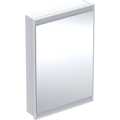 Szafka z lustrem Geberit ONE z ComfortLight i jednymi drzwiami, montaż podtynkowy, wysokość 90 cm: B=60cm, Biały / Aluminium malowane proszkowo, Drzwi=Zawias po lewej